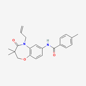 molecular formula C22H24N2O3 B2603781 N-(5-allyl-3,3-dimethyl-4-oxo-2,3,4,5-tetrahydrobenzo[b][1,4]oxazepin-7-yl)-4-methylbenzamide CAS No. 921521-22-4