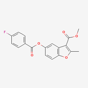 molecular formula C18H13FO5 B2603790 3-(Methoxycarbonyl)-2-methylbenzo[b]furan-5-yl 4-fluorobenzoate CAS No. 433328-34-8