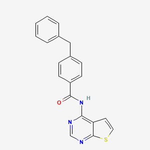 molecular formula C20H15N3OS B2603796 4-苄基-N-{噻吩并[2,3-D]嘧啶-4-基}苯甲酰胺 CAS No. 1004222-50-7