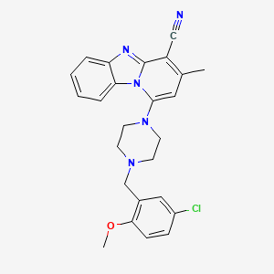 molecular formula C25H24ClN5O B2603800 1-[4-(5-氯-2-甲氧基苄基)-1-哌嗪基]-3-甲基吡啶并[1,2-a]苯并咪唑-4-腈 CAS No. 384796-22-9