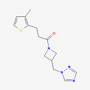 molecular formula C14H18N4OS B2603808 1-(3-((1H-1,2,4-triazol-1-yl)methyl)azetidin-1-yl)-3-(3-methylthiophen-2-yl)propan-1-one CAS No. 2319801-79-9