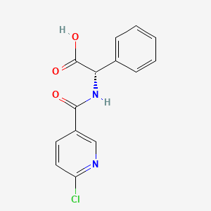 molecular formula C14H11ClN2O3 B2603811 (2S)-2-[(6-Chloropyridine-3-carbonyl)amino]-2-phenylacetic acid CAS No. 1568828-86-3