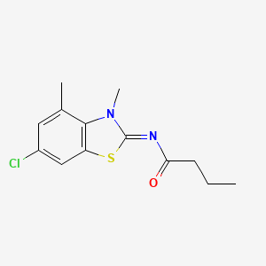 N-(6-chloro-3,4-dimethyl-1,3-benzothiazol-2-ylidene)butanamide