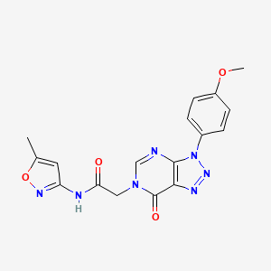 molecular formula C17H15N7O4 B2603830 2-(3-(4-methoxyphenyl)-7-oxo-3H-[1,2,3]triazolo[4,5-d]pyrimidin-6(7H)-yl)-N-(5-methylisoxazol-3-yl)acetamide CAS No. 847387-18-2