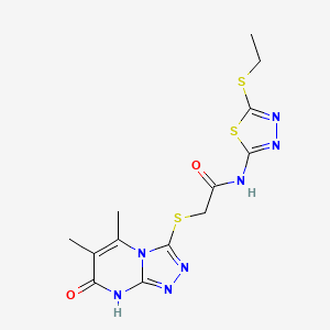 2-((5,6-dimethyl-7-oxo-7,8-dihydro-[1,2,4]triazolo[4,3-a]pyrimidin-3-yl)thio)-N-(5-(ethylthio)-1,3,4-thiadiazol-2-yl)acetamide