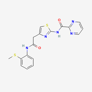 N-(4-(2-((2-(methylthio)phenyl)amino)-2-oxoethyl)thiazol-2-yl)pyrimidine-2-carboxamide