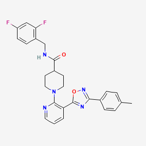 molecular formula C27H25F2N5O2 B2603852 N-(2,4-difluorobenzyl)-1-(3-(3-(p-tolyl)-1,2,4-oxadiazol-5-yl)pyridin-2-yl)piperidine-4-carboxamide CAS No. 1351787-39-7