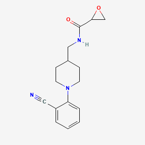 molecular formula C16H19N3O2 B2603853 N-[[1-(2-Cyanophenyl)piperidin-4-yl]methyl]oxirane-2-carboxamide CAS No. 2411237-89-1