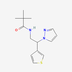 molecular formula C14H19N3OS B2603860 2,2-dimethyl-N-[2-(1H-pyrazol-1-yl)-2-(thiophen-3-yl)ethyl]propanamide CAS No. 2097927-13-2