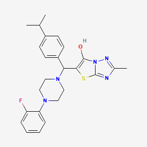 molecular formula C25H28FN5OS B2603861 5-((4-(2-Fluorophenyl)piperazin-1-yl)(4-isopropylphenyl)methyl)-2-methylthiazolo[3,2-b][1,2,4]triazol-6-ol CAS No. 851810-16-7