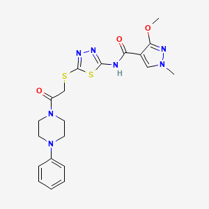 3-methoxy-1-methyl-N-(5-((2-oxo-2-(4-phenylpiperazin-1-yl)ethyl)thio)-1,3,4-thiadiazol-2-yl)-1H-pyrazole-4-carboxamide