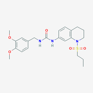 molecular formula C22H29N3O5S B2603872 1-(3,4-Dimethoxybenzyl)-3-(1-(propylsulfonyl)-1,2,3,4-tetrahydroquinolin-7-yl)urea CAS No. 1203111-63-0