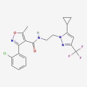 3-(2-chlorophenyl)-N-(2-(5-cyclopropyl-3-(trifluoromethyl)-1H-pyrazol-1-yl)ethyl)-5-methylisoxazole-4-carboxamide