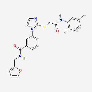 molecular formula C25H24N4O3S B2603878 3-(2-((2-((2,5-dimethylphenyl)amino)-2-oxoethyl)thio)-1H-imidazol-1-yl)-N-(furan-2-ylmethyl)benzamide CAS No. 1115440-52-2