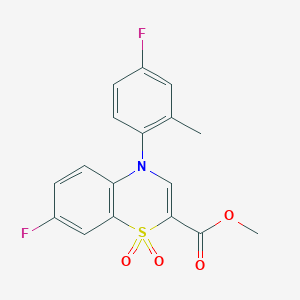 molecular formula C17H13F2NO4S B2603885 methyl 7-fluoro-4-(4-fluoro-2-methylphenyl)-4H-1,4-benzothiazine-2-carboxylate 1,1-dioxide CAS No. 1291845-78-7