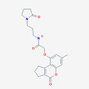 2-[(7-methyl-4-oxo-1,2,3,4-tetrahydrocyclopenta[c]chromen-9-yl)oxy]-N-[3-(2-oxo-1-pyrrolidinyl)propyl]acetamide