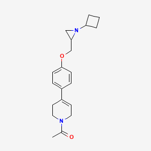molecular formula C20H26N2O2 B2603894 1-[4-[4-[(1-Cyclobutylaziridin-2-yl)methoxy]phenyl]-3,6-dihydro-2H-pyridin-1-yl]ethanone CAS No. 2411255-88-2