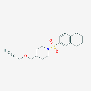 molecular formula C19H25NO3S B2603903 4-((Prop-2-yn-1-yloxy)methyl)-1-((5,6,7,8-tetrahydronaphthalen-2-yl)sulfonyl)piperidine CAS No. 1251543-10-8