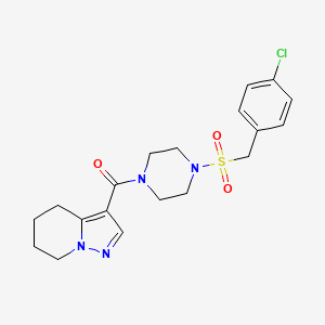 molecular formula C19H23ClN4O3S B2603910 (4-((4-氯苄基)磺酰基)哌嗪-1-基)(4,5,6,7-四氢吡唑并[1,5-a]吡啶-3-基)甲酮 CAS No. 2034453-34-2