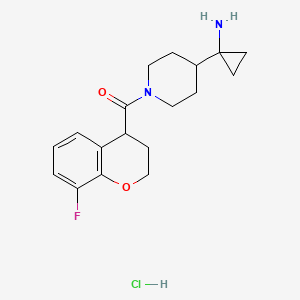 molecular formula C18H24ClFN2O2 B2603912 [4-(1-Aminocyclopropyl)piperidin-1-yl]-(8-fluoro-3,4-dihydro-2H-chromen-4-yl)methanone;hydrochloride CAS No. 2418642-57-4