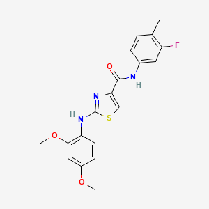 molecular formula C19H18FN3O3S B2603914 2-((2,4-dimethoxyphenyl)amino)-N-(3-fluoro-4-methylphenyl)thiazole-4-carboxamide CAS No. 955535-06-5