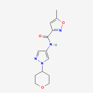 molecular formula C13H16N4O3 B2603920 5-methyl-N-(1-(tetrahydro-2H-pyran-4-yl)-1H-pyrazol-4-yl)isoxazole-3-carboxamide CAS No. 1797091-23-6