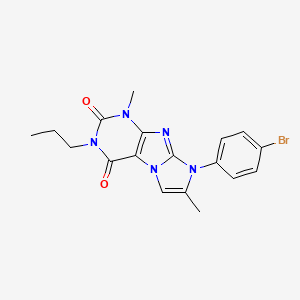 molecular formula C18H18BrN5O2 B2603923 8-(4-bromophenyl)-1,7-dimethyl-3-propyl-1H-imidazo[2,1-f]purine-2,4(3H,8H)-dione CAS No. 887467-31-4