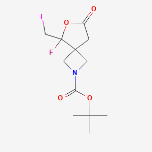 molecular formula C12H17FINO4 B2603925 tert-Butyl 5-fluoro-5-(iodomethyl)-7-oxo-6-oxa-2-azaspiro[3.4]octane-2-carboxylate CAS No. 2225137-29-9