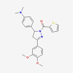 molecular formula C24H25N3O3S B2603927 (3-(3,4-dimethoxyphenyl)-5-(4-(dimethylamino)phenyl)-4,5-dihydro-1H-pyrazol-1-yl)(thiophen-2-yl)methanone CAS No. 876941-25-2