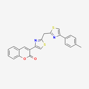molecular formula C23H16N2O2S2 B2603934 3-[2-(4-p-Tolyl-thiazol-2-ylmethyl)-thiazol-4-yl]-chromen-2-one CAS No. 402954-69-2