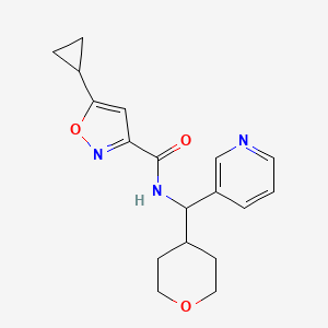 molecular formula C18H21N3O3 B2603940 5-cyclopropyl-N-(pyridin-3-yl(tetrahydro-2H-pyran-4-yl)methyl)isoxazole-3-carboxamide CAS No. 2034259-08-8