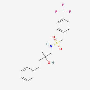 molecular formula C19H22F3NO3S B2603959 N-(2-羟基-2-甲基-4-苯基丁基)-1-[4-(三氟甲基)苯基]甲磺酰胺 CAS No. 1396632-00-0