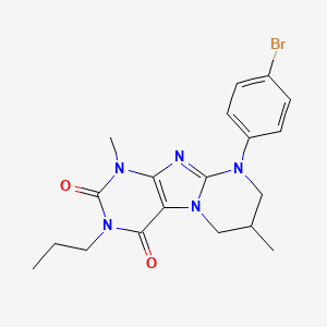 molecular formula C19H22BrN5O2 B2603962 9-(4-溴苯基)-1,7-二甲基-3-丙基-6,7,8,9-四氢吡咯并[2,1-f]嘌呤-2,4(1H,3H)-二酮 CAS No. 876151-33-6