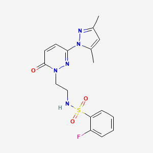 N-(2-(3-(3,5-dimethyl-1H-pyrazol-1-yl)-6-oxopyridazin-1(6H)-yl)ethyl)-2-fluorobenzenesulfonamide