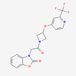 molecular formula C18H14F3N3O4 B2603972 3-[2-Oxo-2-[3-[2-(trifluoromethyl)pyridin-4-yl]oxyazetidin-1-yl]ethyl]-1,3-benzoxazol-2-one CAS No. 2380191-83-1