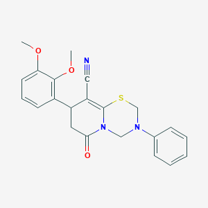 8-(2,3-dimethoxyphenyl)-6-oxo-3-phenyl-3,4,7,8-tetrahydro-2H,6H-pyrido[2,1-b][1,3,5]thiadiazine-9-carbonitrile