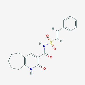 molecular formula C19H20N2O4S B2604010 2-Oxo-N-[(E)-2-phenylethenyl]sulfonyl-1,5,6,7,8,9-hexahydrocyclohepta[b]pyridine-3-carboxamide CAS No. 1808758-71-5