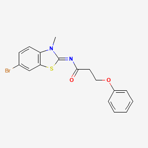 molecular formula C17H15BrN2O2S B2604013 (E)-N-(6-溴-3-甲基苯并[d]噻唑-2(3H)-亚甲基)-3-苯氧基丙酰胺 CAS No. 441289-55-0