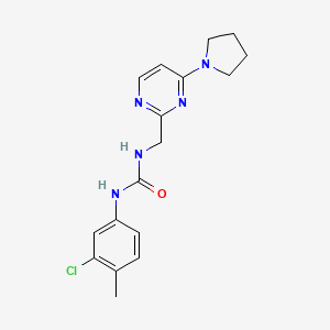 molecular formula C17H20ClN5O B2604016 1-(3-Chloro-4-methylphenyl)-3-((4-(pyrrolidin-1-yl)pyrimidin-2-yl)methyl)urea CAS No. 1797222-74-2