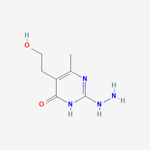 molecular formula C7H12N4O2 B2604020 2-hydrazino-5-(2-hydroxyethyl)-6-methyl-4(3H)-pyrimidinone CAS No. 74187-94-3