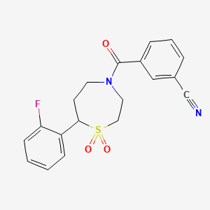 3-(7-(2-Fluorophenyl)-1,1-dioxido-1,4-thiazepane-4-carbonyl)benzonitrile