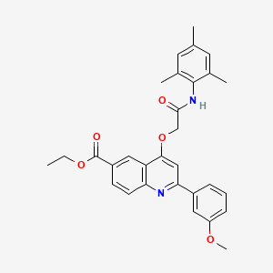 molecular formula C30H30N2O5 B2604027 Ethyl 4-(2-(mesitylamino)-2-oxoethoxy)-2-(3-methoxyphenyl)quinoline-6-carboxylate CAS No. 1114647-07-2