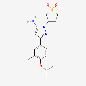molecular formula C17H23N3O3S B2604031 3-{5-Amino-3-[3-methyl-4-(methylethoxy)phenyl]pyrazolyl}thiolane-1,1-dione CAS No. 1225158-36-0