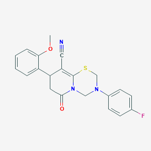 3-(4-fluorophenyl)-8-(2-methoxyphenyl)-6-oxo-3,4,7,8-tetrahydro-2H,6H-pyrido[2,1-b][1,3,5]thiadiazine-9-carbonitrile