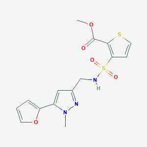 molecular formula C15H15N3O5S2 B2604043 methyl 3-(N-((5-(furan-2-yl)-1-methyl-1H-pyrazol-3-yl)methyl)sulfamoyl)thiophene-2-carboxylate CAS No. 1421526-06-8