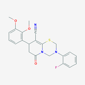 8-(2,3-dimethoxyphenyl)-3-(2-fluorophenyl)-6-oxo-3,4,7,8-tetrahydro-2H,6H-pyrido[2,1-b][1,3,5]thiadiazine-9-carbonitrile