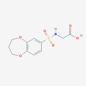 molecular formula C11H13NO6S B2604056 (3,4-Dihydro-2H-benzo[b][1,4]dioxepine-7-sulfonylamino)-acetic acid CAS No. 790272-41-2