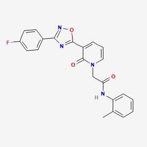 molecular formula C22H17FN4O3 B2604061 2-(3-(3-(4-fluorophenyl)-1,2,4-oxadiazol-5-yl)-2-oxopyridin-1(2H)-yl)-N-(o-tolyl)acetamide CAS No. 1251611-83-2