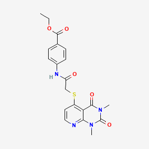 molecular formula C20H20N4O5S B2604062 4-(2-((1,3-二甲基-2,4-二氧代-1,2,3,4-四氢吡啶并[2,3-d]嘧啶-5-基)硫代)乙酰氨基)苯甲酸乙酯 CAS No. 899941-50-5