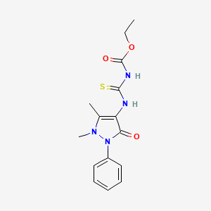 molecular formula C15H18N4O3S B2604063 ethyl N-[(1,5-dimethyl-3-oxo-2-phenyl-2,3-dihydro-1H-pyrazol-4-yl)carbamothioyl]carbamate CAS No. 90012-60-5